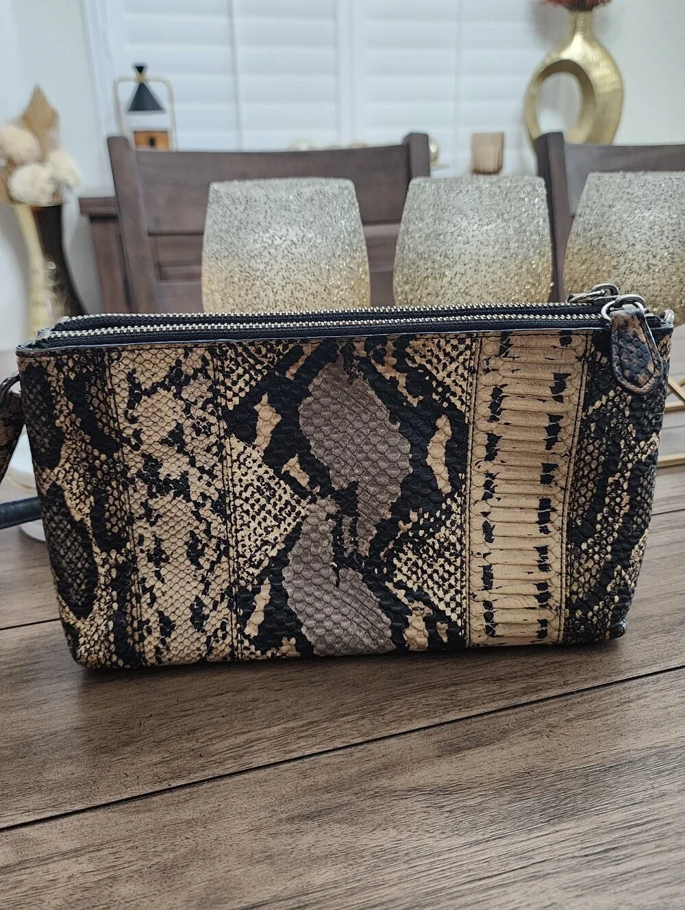 Coach Leather Clutch Crossbody - Black & Tan